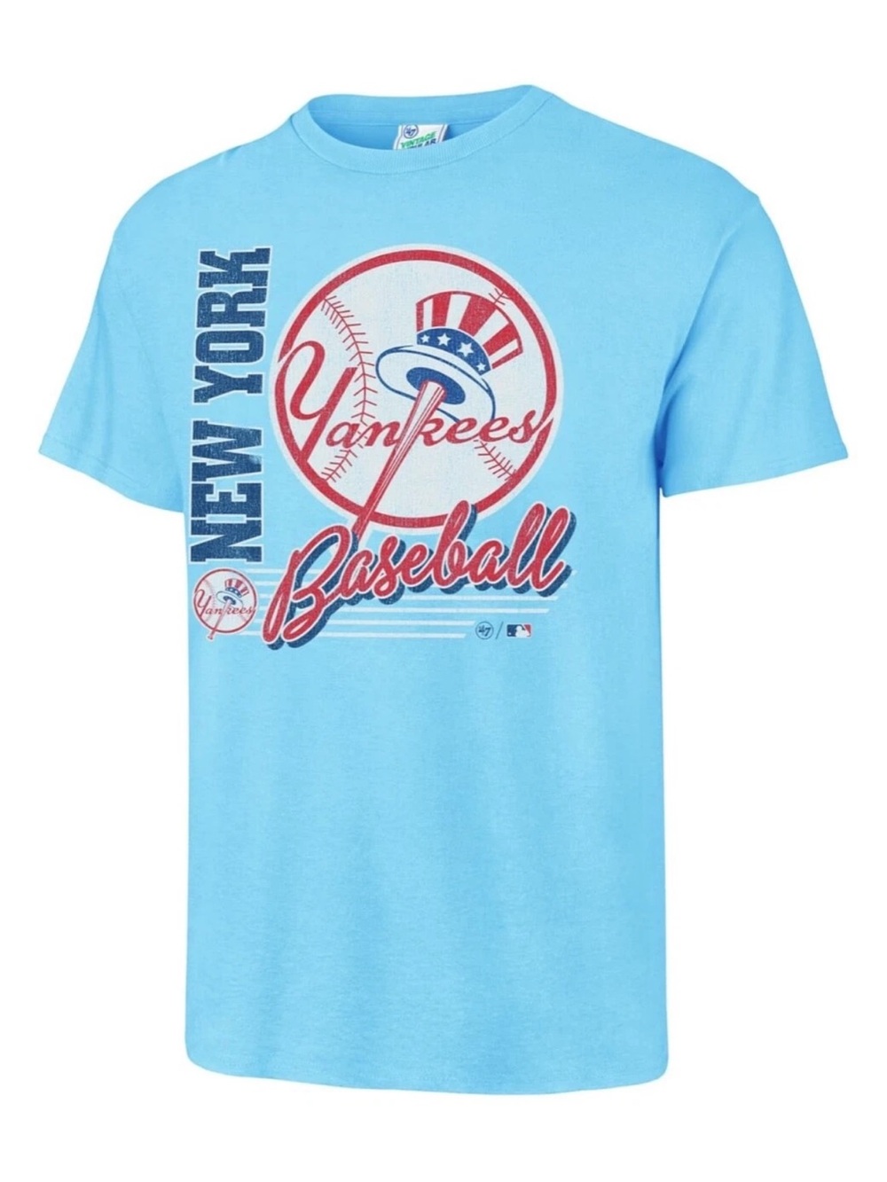 47 Brand NYY New York Yankees Vintage Tubular Tee Blue 100% Cotton Size Small